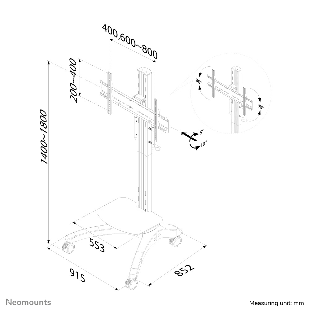 Neomounts PLASMA-M2000 Chariot pour écran 37-85"